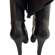 Yves Saint Laurent FW2012 black leather over-the-knee boots high heel detail