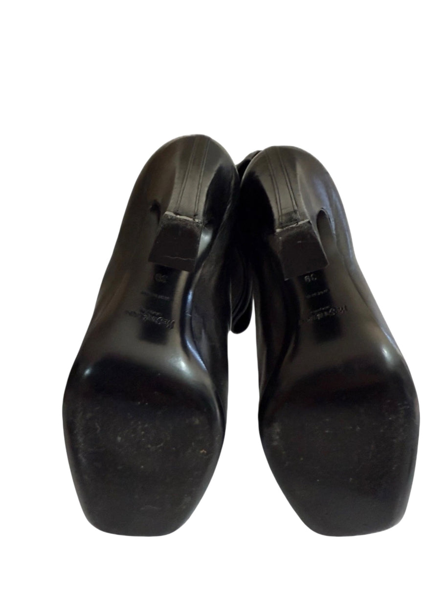 Yves Saint Laurent FW2012 black leather over-the-knee boots sole condition