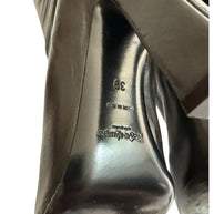 Yves Saint Laurent FW2012 black leather boots interior brand stamp detail