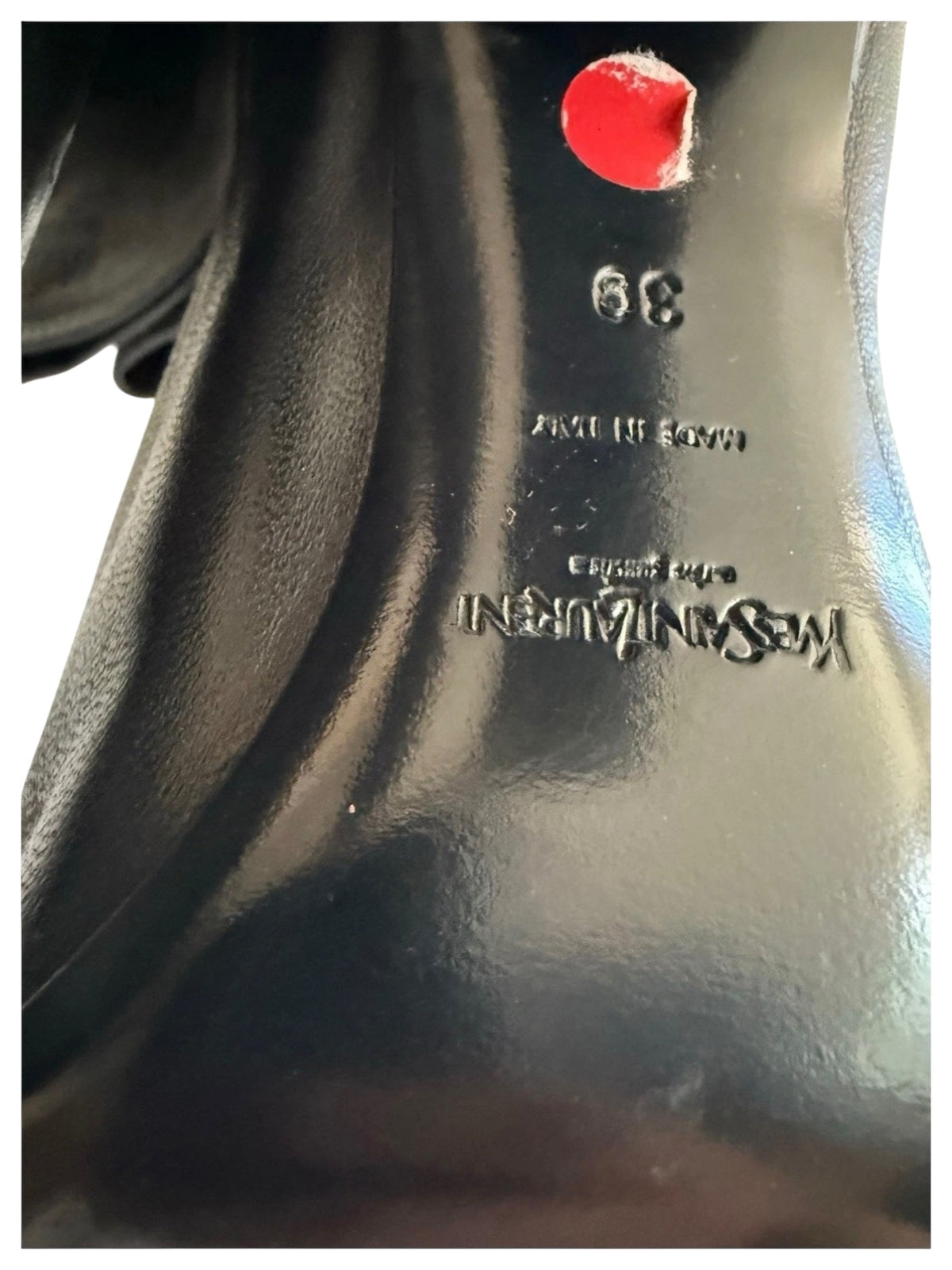 Yves Saint Laurent black leather boots Made in Italy and size 39 interior markings