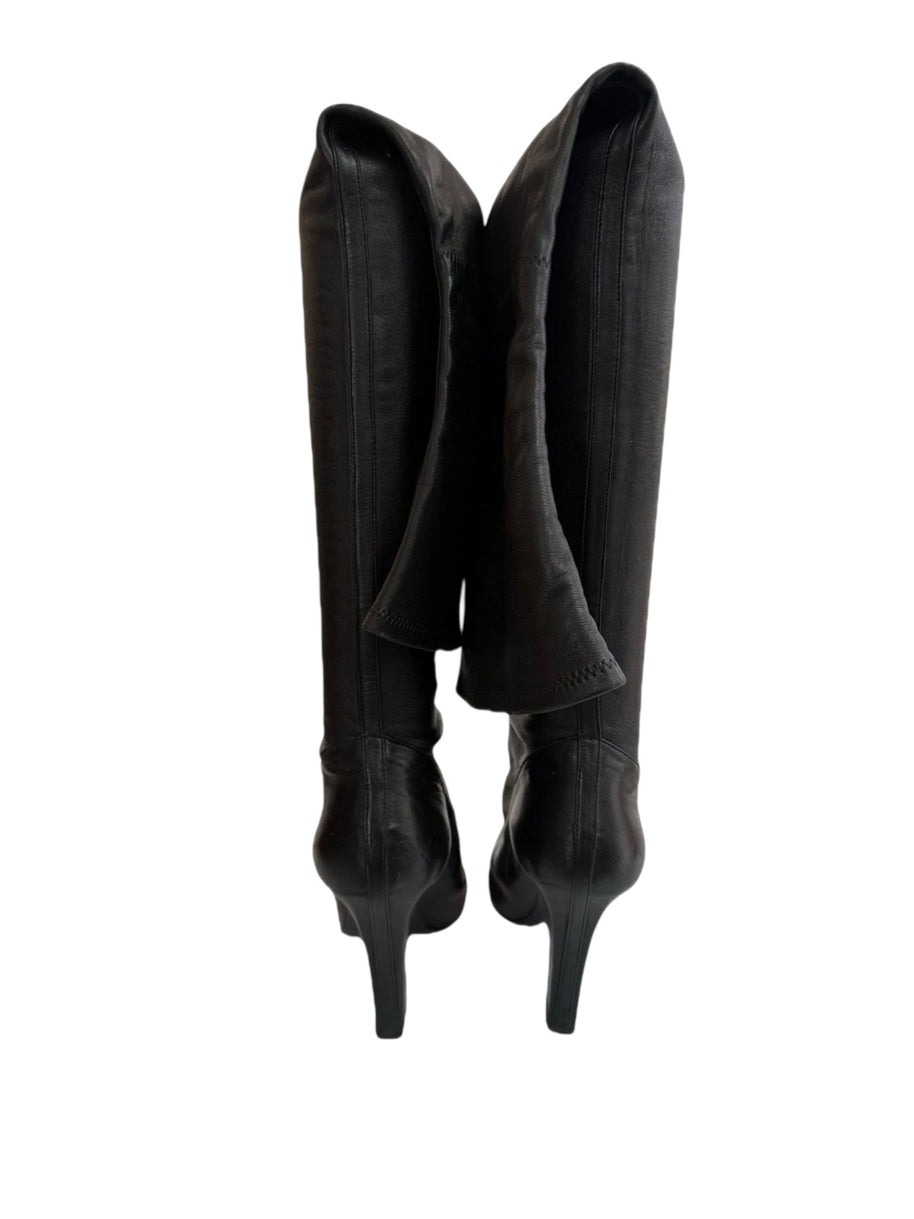 Yves Saint Laurent FW2012 black leather over-the-knee boots EU39 back view